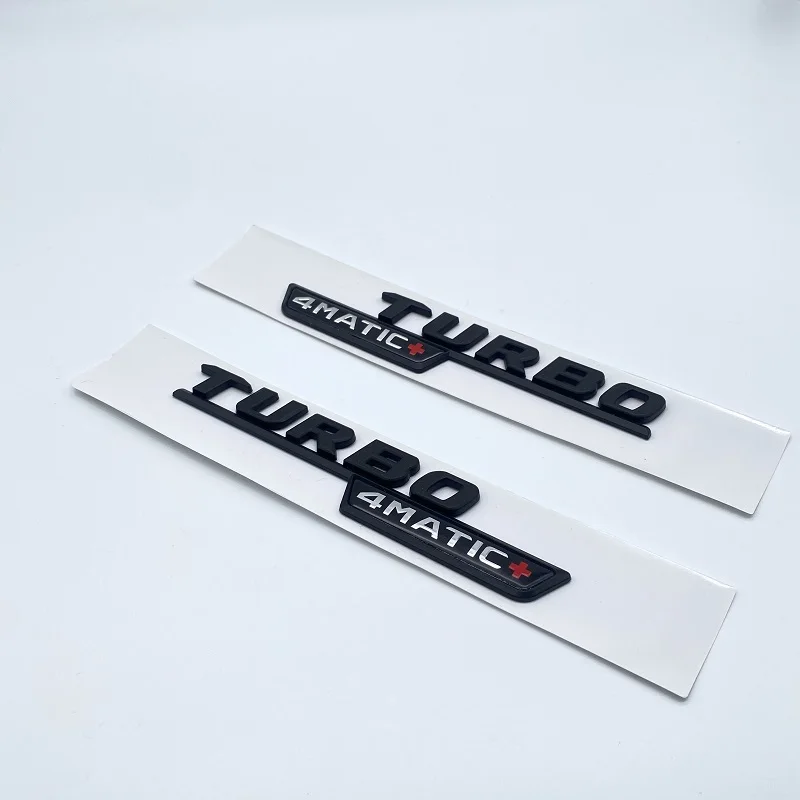 3D Flat Fo Turbo 4matic 4matic+ Plus Emblem for Mercedes Benz AMG GT E53 GLE53 A35 A45 CLA35 CLA45 GLA45 Car Fender Side Sticker