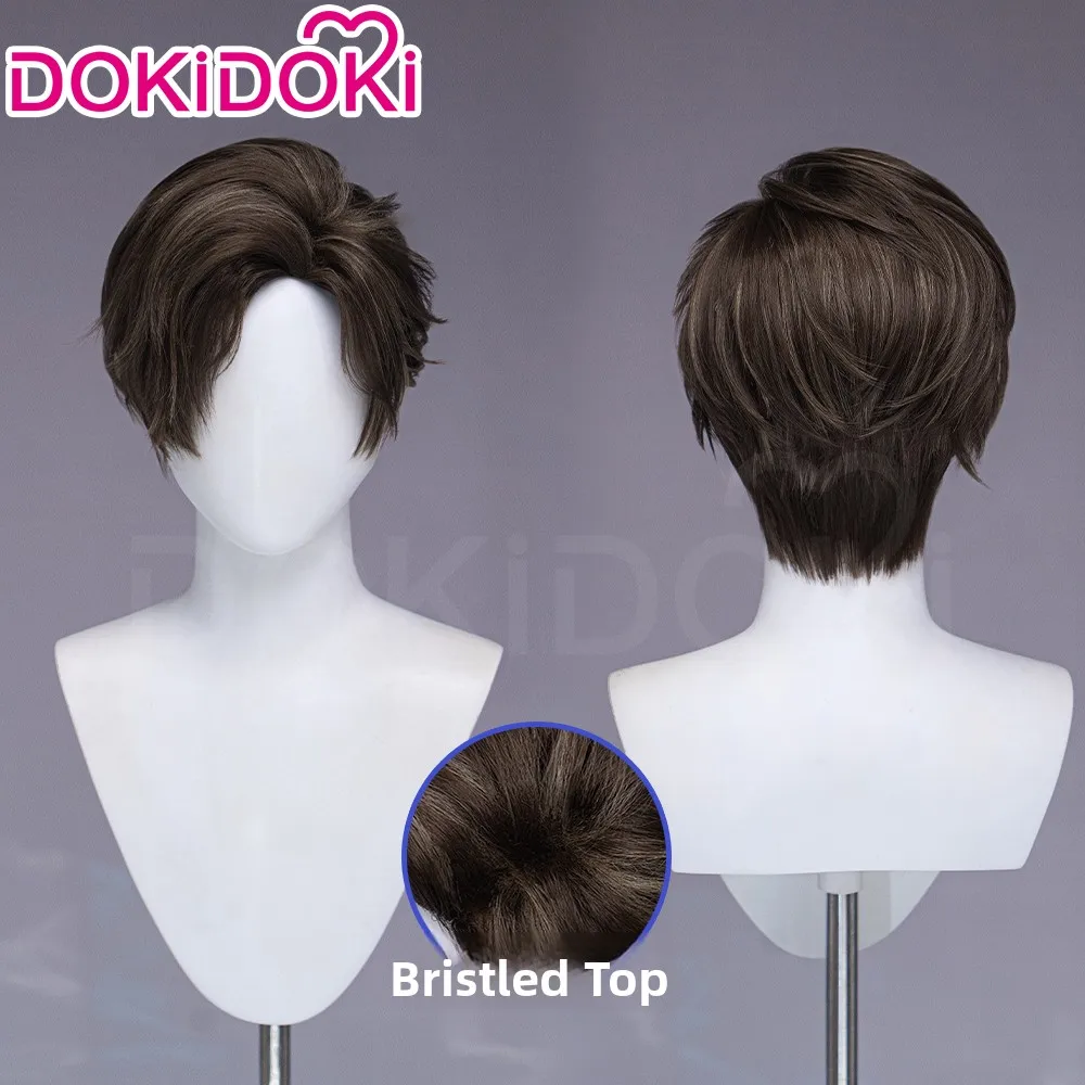 DOKIDOKI Biohazard 9 Leon Cosplay Wig Side Part Fluffy Top Short Hair Anime Character Accessory in Stock Cosplay Props