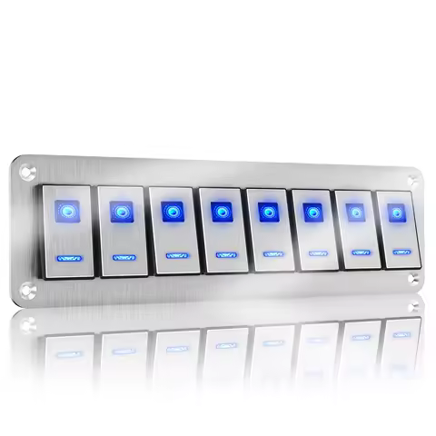 New Metal Waterproof Switch Panel 12V 24V Dual Light Switch 2/3/4/6/8 Gang LED Rocker Switch Panel for Car Truck Caravan Marine