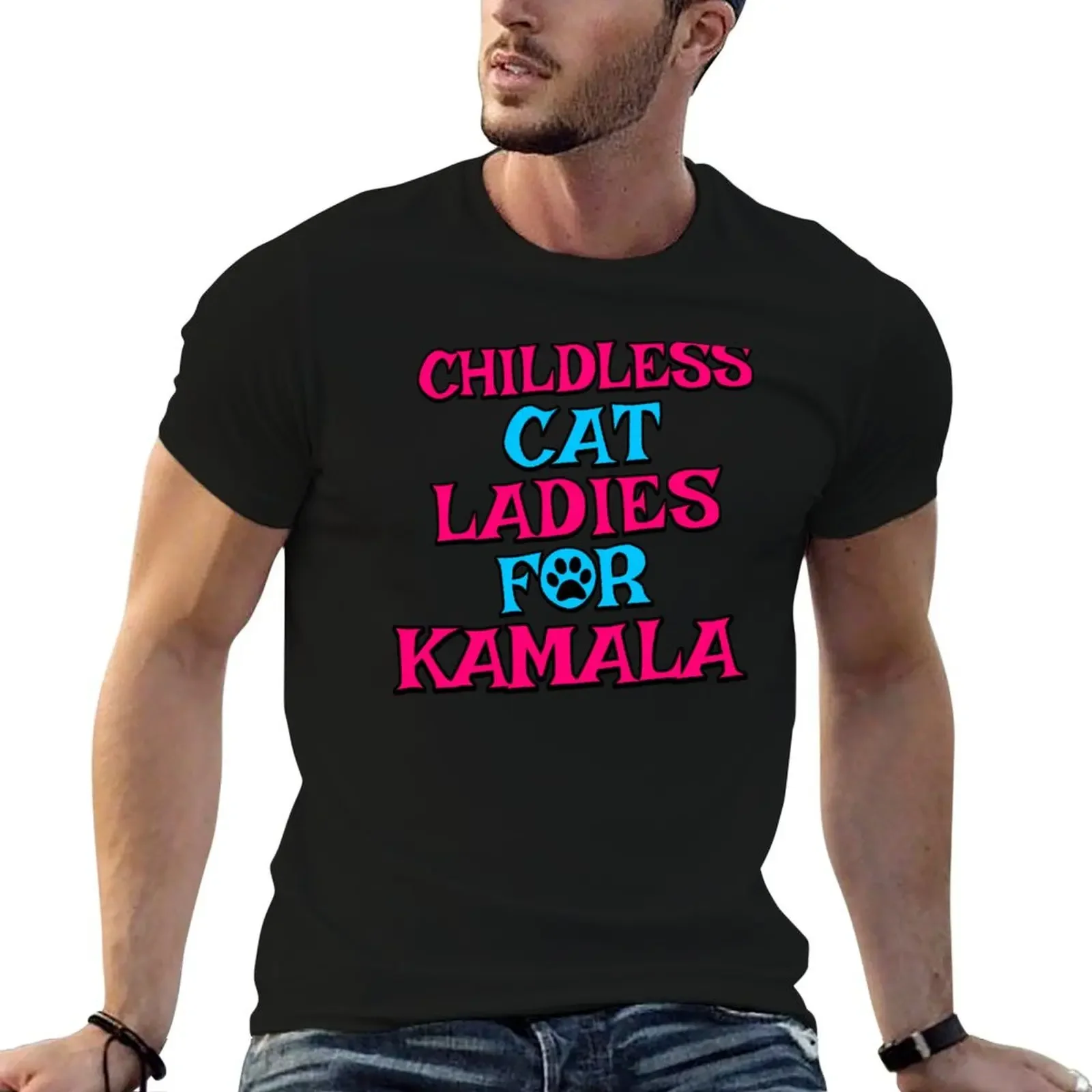 Childless Cat Ladies for Kamala Harris T-Shirt street wear graphic t shirts sweat Men's t-shirt