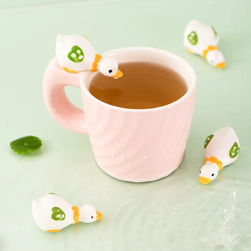 Ins Cute Duck Ceramic Cup Creative High Beauty Coffee Mug High Temperature Resistant Small Fresh Kawaii Cups Milk Breakfast Mugs