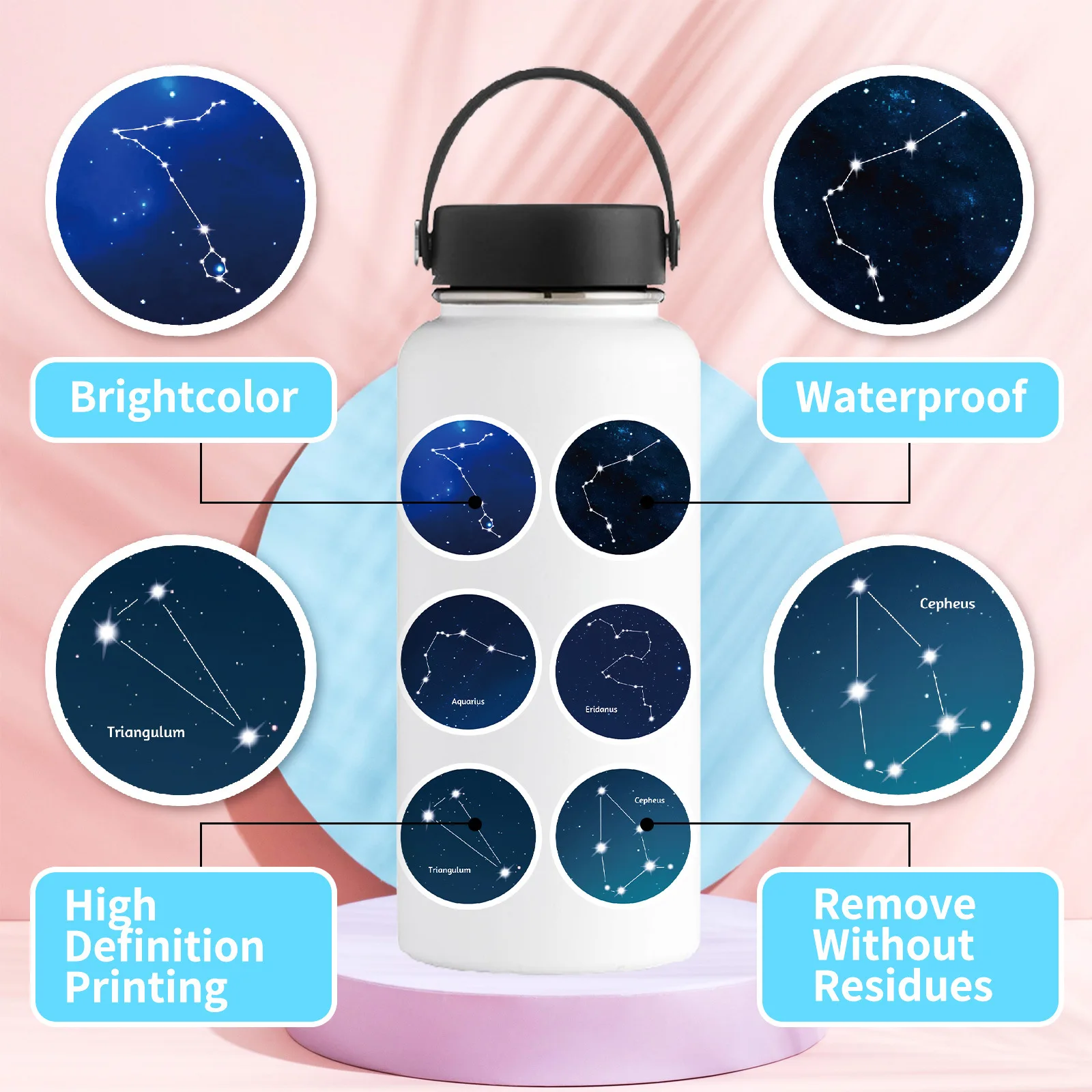 10/30/50 قطعة كوكبة السماء الليلية الكتابة على الجدران ملصق ضوء النجوم الفن الحد الأدنى نمط الكرتون ملصق مائي دفتر الهاتف الغيتار لعبة طفل #6