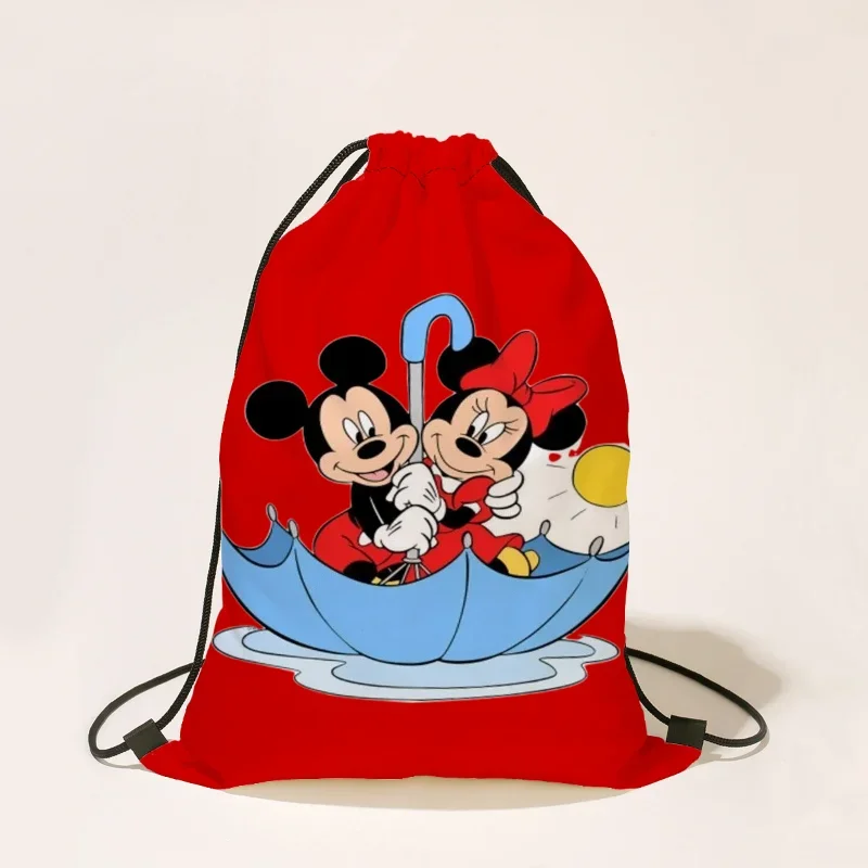 Disney Drawstring Bags Mickey Mouse Children\'s Cartoon Backpack Large Capacity Storage Bag for Kids Cotton School Bags