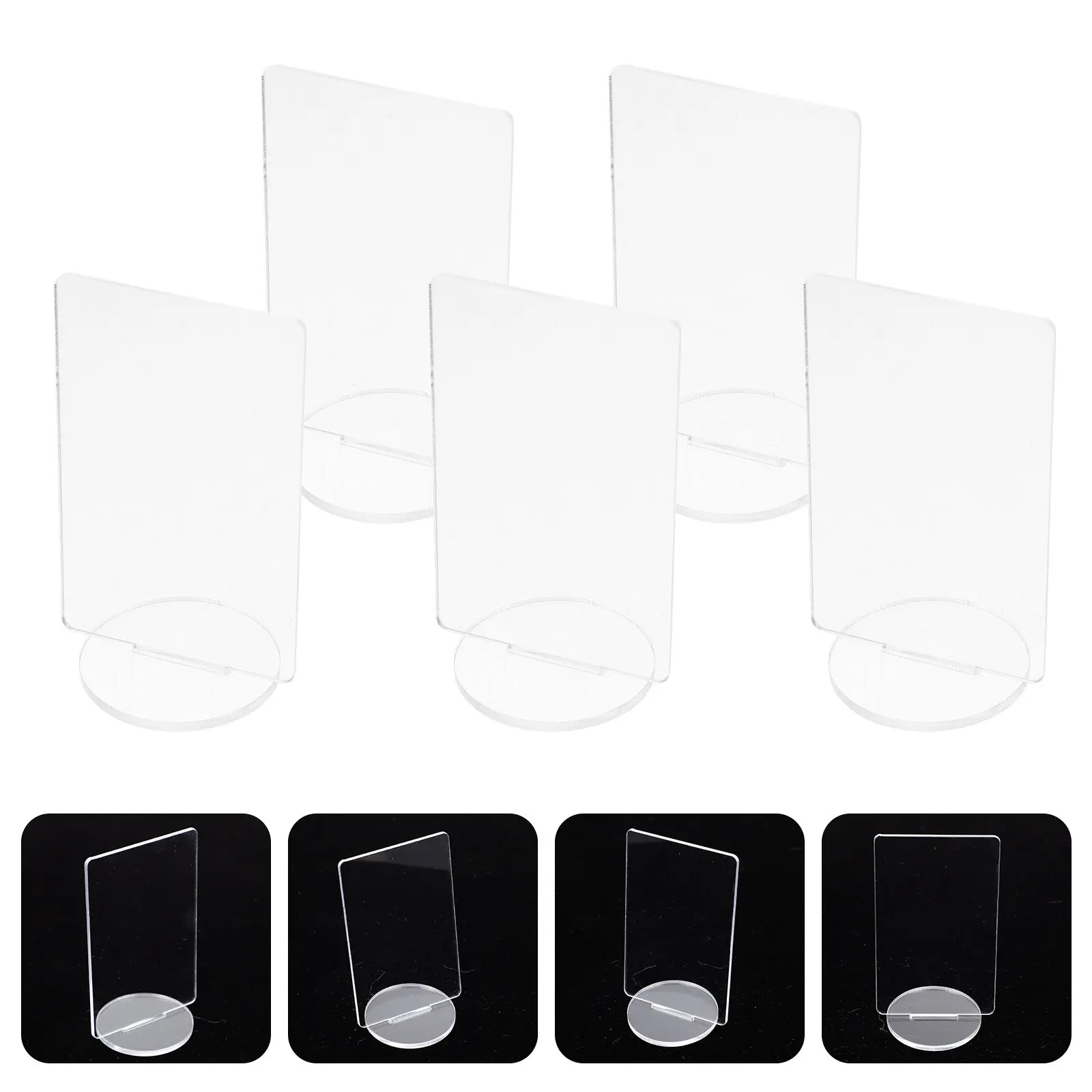 

5Pcs Acrylic Sign Holder Clear Desktop Stand Base for Cartoon Character DIY Display Table Number Menu Card Holder