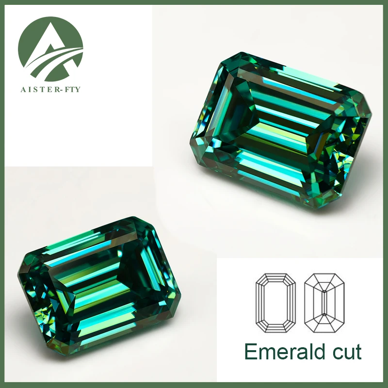 

Top Light Green 0.8-5.0ct Emerald Cut 3EX Moissanite Stone with GRA Certificate Pass Diamond Tester for Moissanite Jewelry Makin