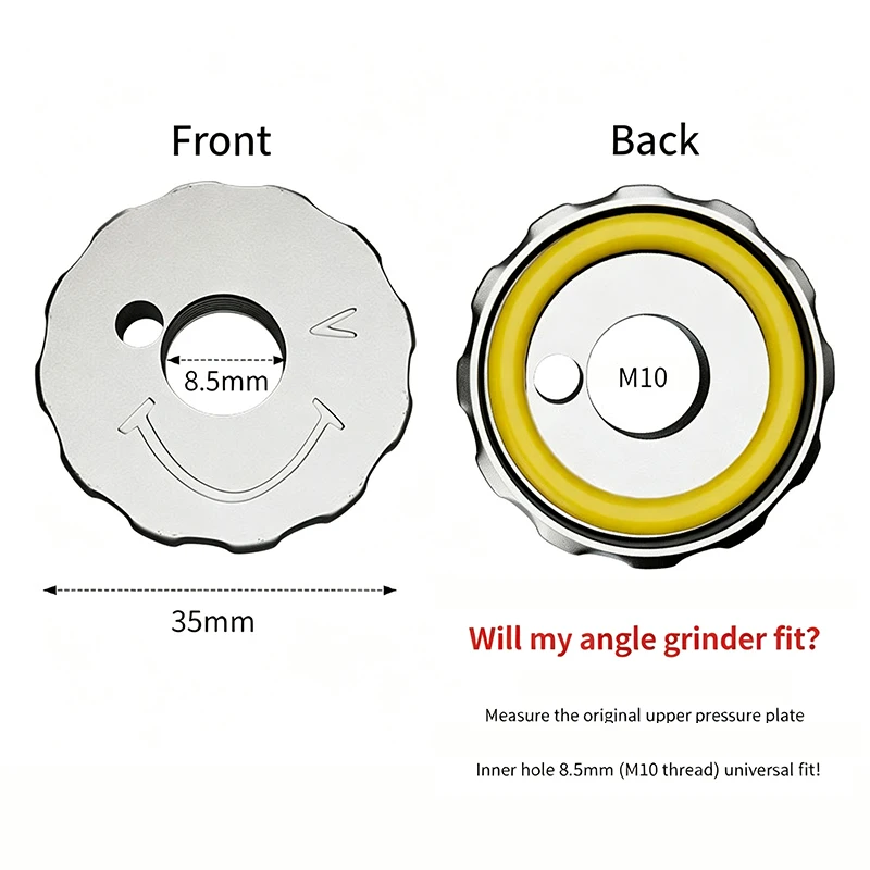 4th Gen Smile Face Flange Nut Kit  Universal Serrated Hand-Tighten Lock Nut, Hand Removable Grinding Disc Clamp Cover Set