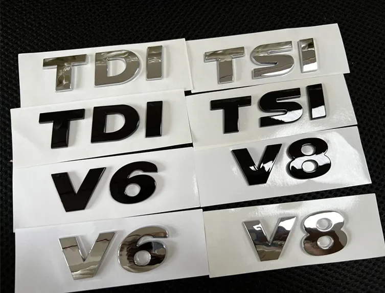 1pcs 3D ABS high quality V6 V8 TDI TSI car Letter Rear trunk Decals Emblem badge sticker Decal styling