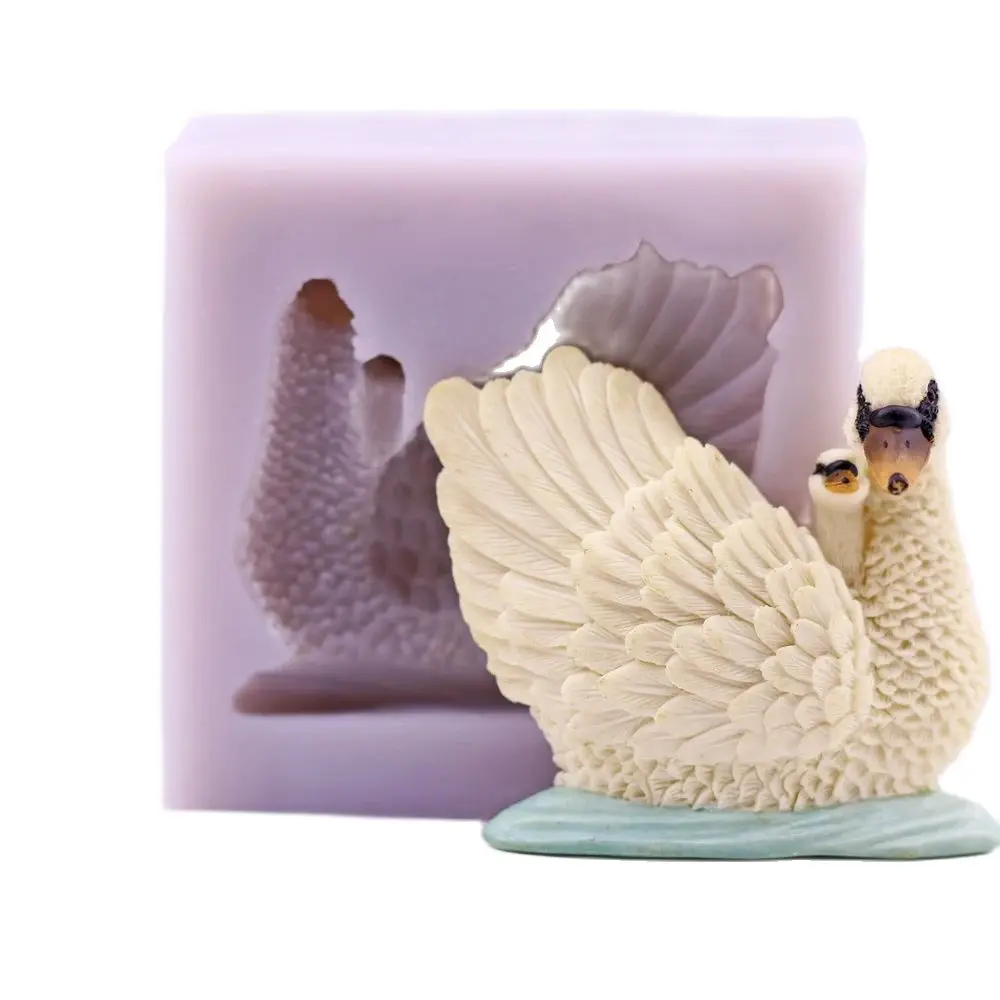 White Swan Silicone Mold Mother and Child Swan Fondant Chocolate Sugarcraft Decoration Cake Mould Clay Resin