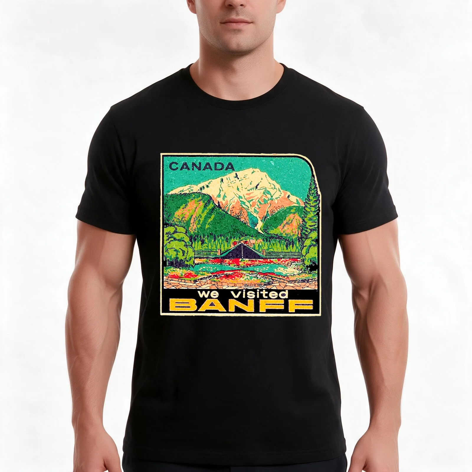 Banff T-Shirt, Summer Casual Cotton Tee, Oversized Streetwear Tops, Vintage Graphic Print, Loose Fit Short Sleeve, 100% Cotton
