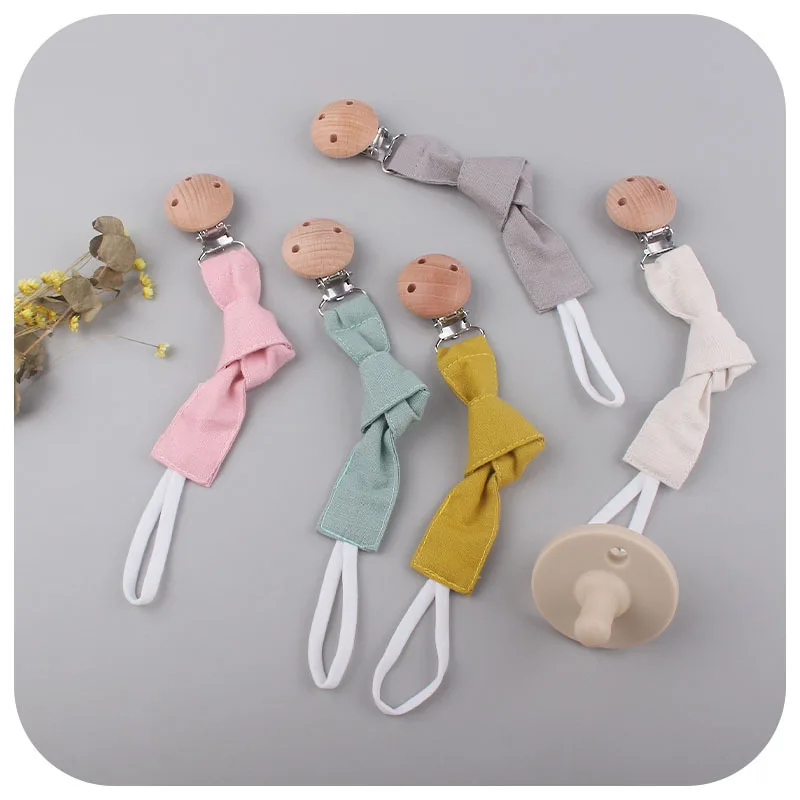 Wood Baby Pacifier Clip Chain Safe Chewable Strap Teether Holder for Newborn Infant Toddler Pacifier Leash Lanyard Accessories