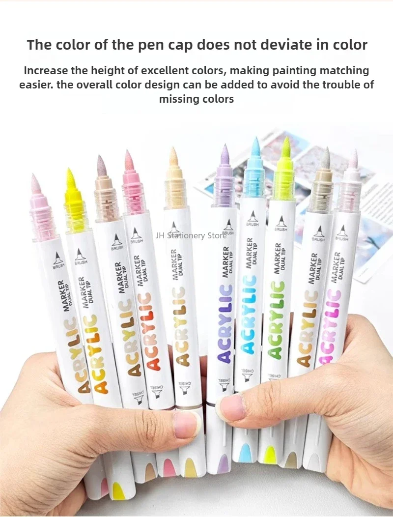 GuangNa Dual Tip Neuer drückenfreier Student Malerei Handzeichnung Acryl Marker Gerader flüssiger wasserdichter Graffiti-Stift – Detail 19