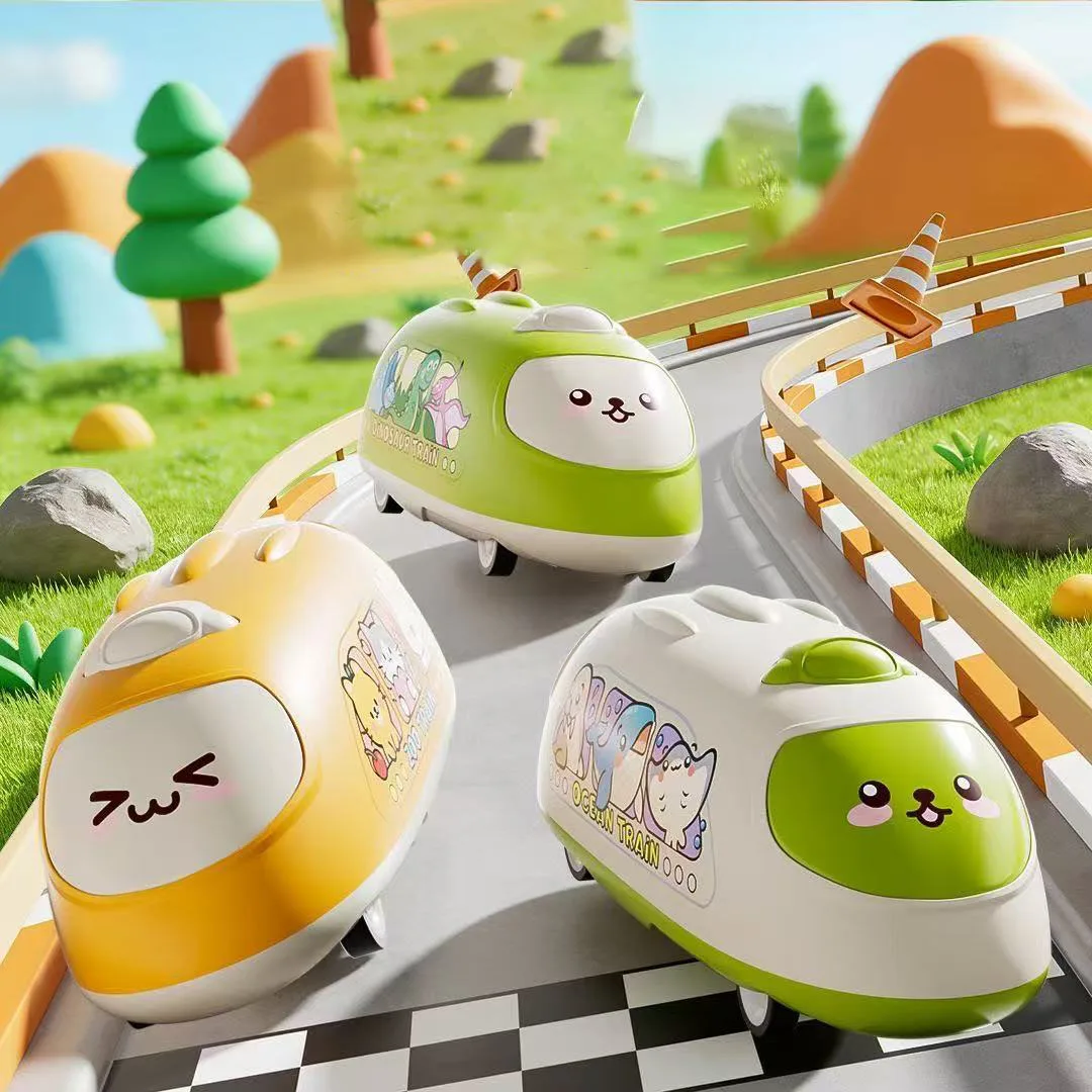 The Latest Multi-Style Children's Two-Way Pull-Back Toy Car Cartoon High-Speed Rail Simulation Model Inertia Educational Gift