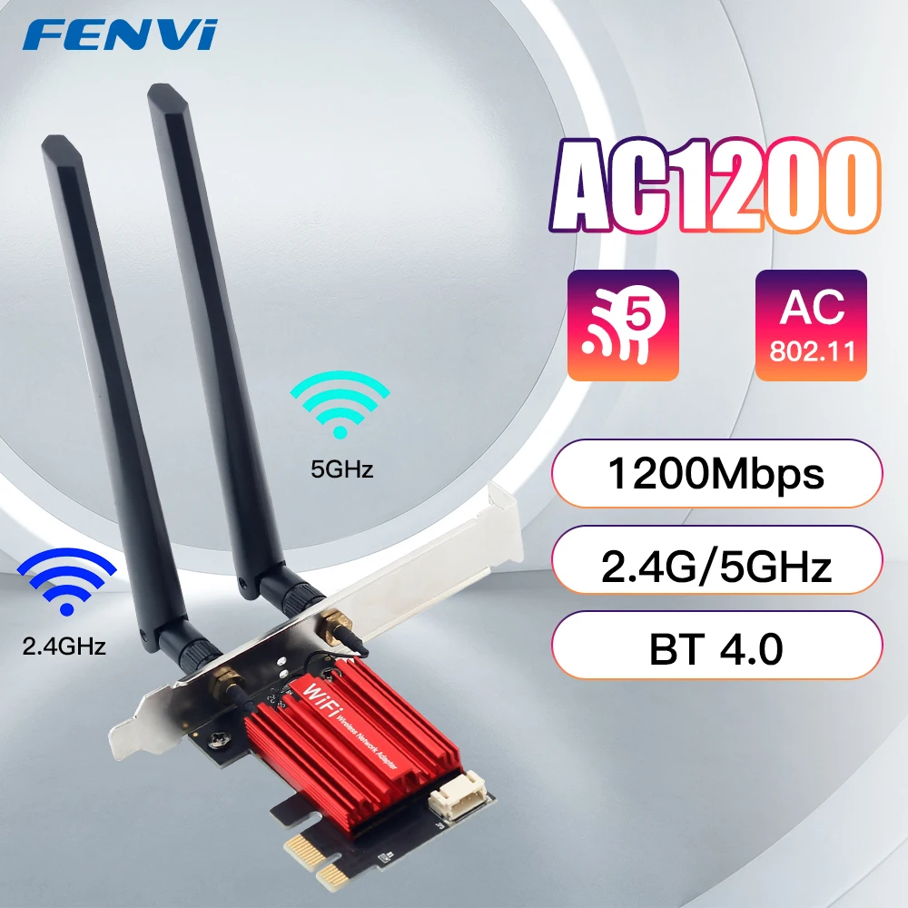 Адаптер Wi-Fi 5 AC1200 PCI-E — беспроводная сетевая карта для настольного компьютера с двухдиапазонной поддержкой 2