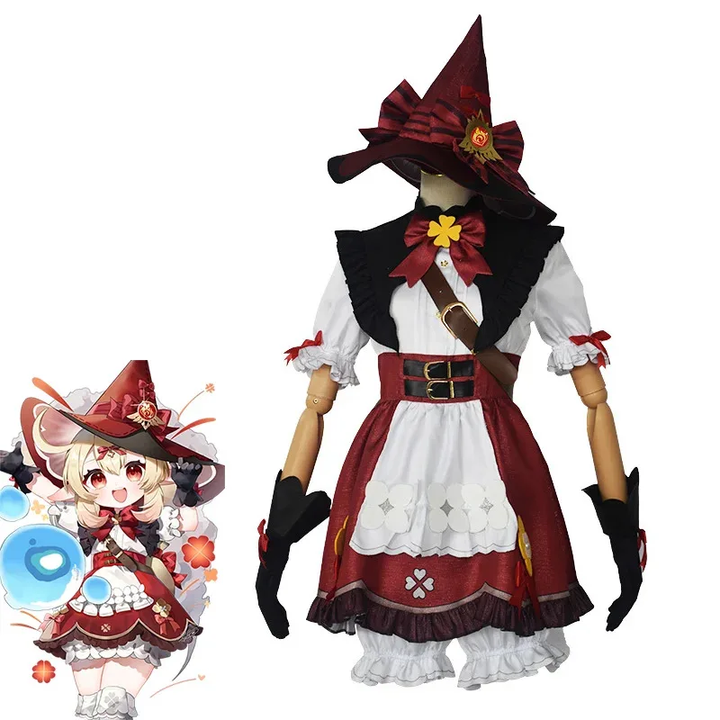 

Klee Cosplay Genshin Impact Costume Blossoming Starlight Outfit with Dress Hat Wig Backpack Ideal for Children's Cosplay Events