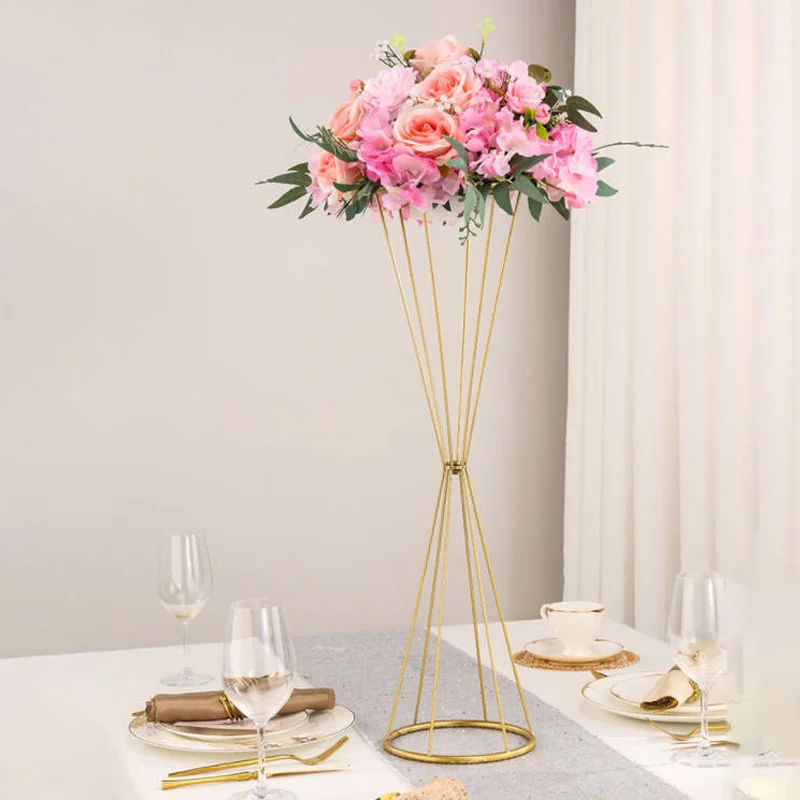Creative Metal Geometric Flower Rack Tabletop Guiding Wedding Flower Arrangement Decor Ironwork Hollowing Out Stage Flower Rack