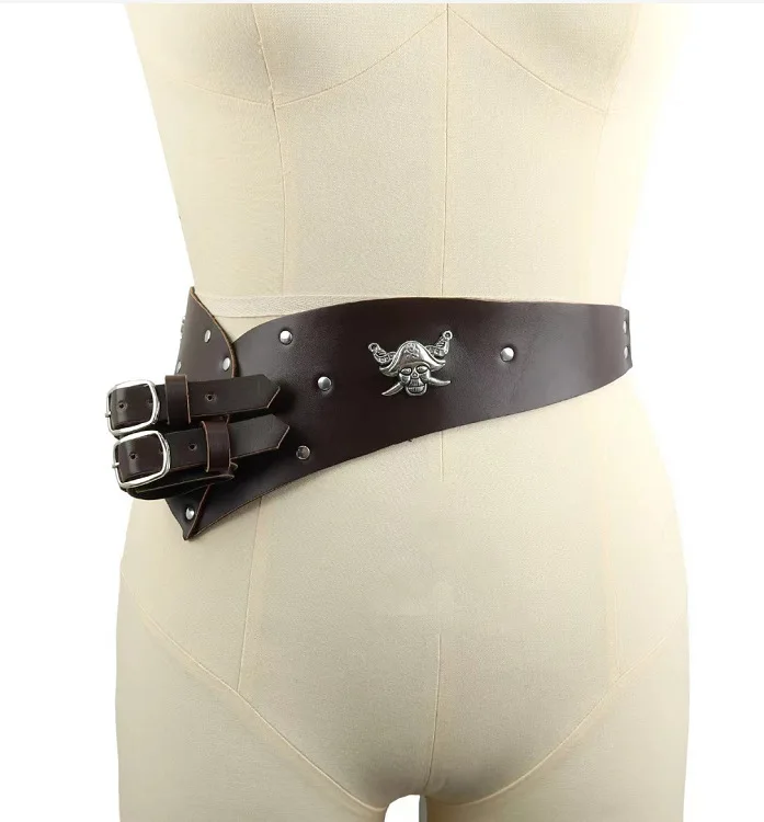 Conjunto de Armadura Medieval Retro Marrón, Brazaletes de Cuero Estilo Punk y Cinturón de Caballero Ajustable, Accesorio para Cosplay y Fiestas