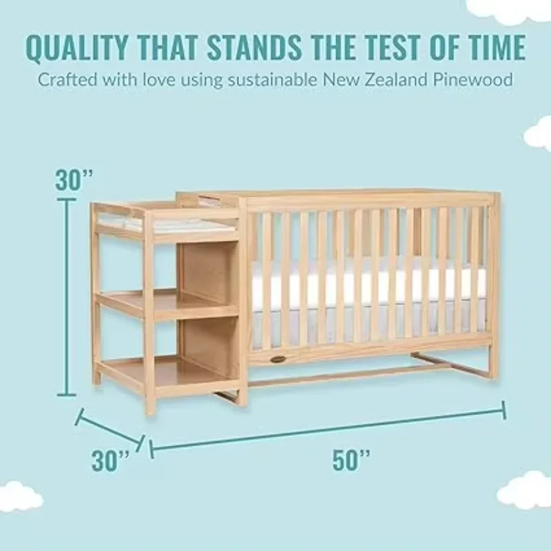 Wholesale High Quality 5-in-1 Convertible Crib and Changing Table with Free Changing Pad in Vintage White Oak