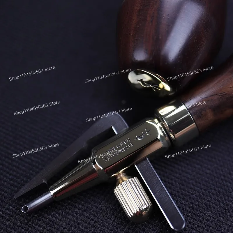 YORKSHINE Leather Slotting Tool Set 1.0/1.2/1.5mm M390 Steel Head Adjustable Edge Crease Slot Machine With Black Walnut Handle