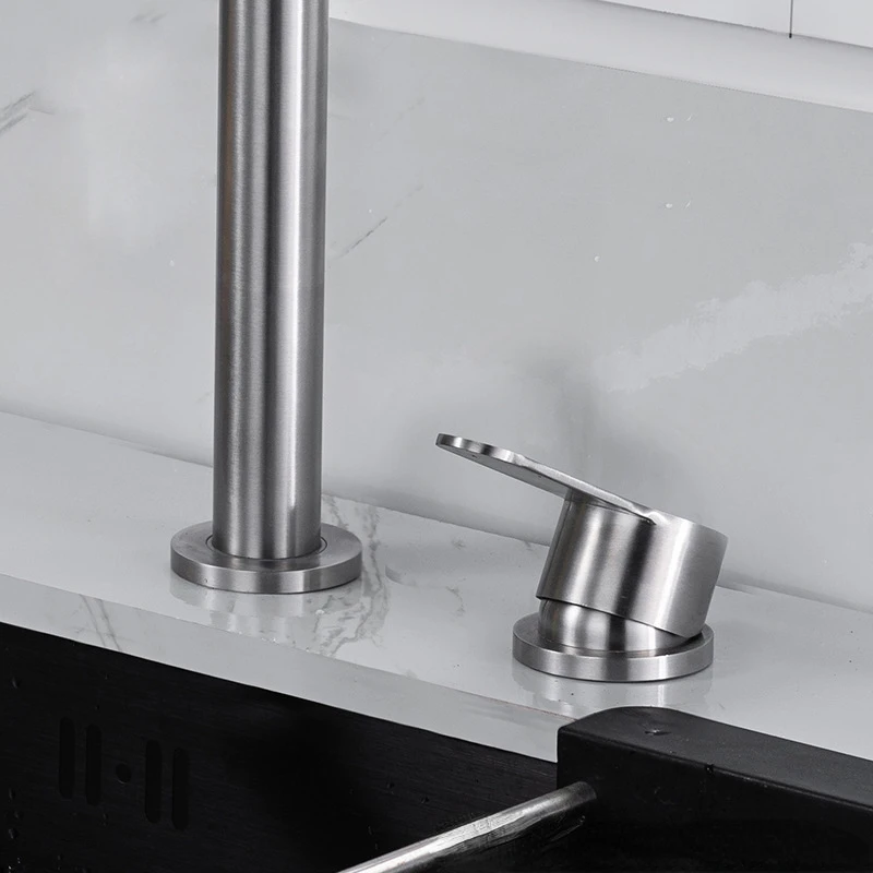Stainless steel lifting faucet Hidden and invisible kitchen 360° Swivel Sprayer Single Handle Mixer Tap