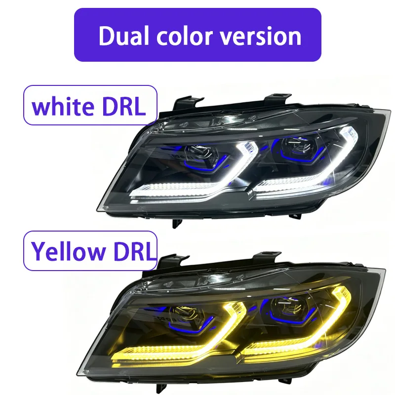 LED Headlights for BMW 3 Series E90, 2005-2012, Angel Eyes DRL, Sequential Turn Signal, Retrofit Kit