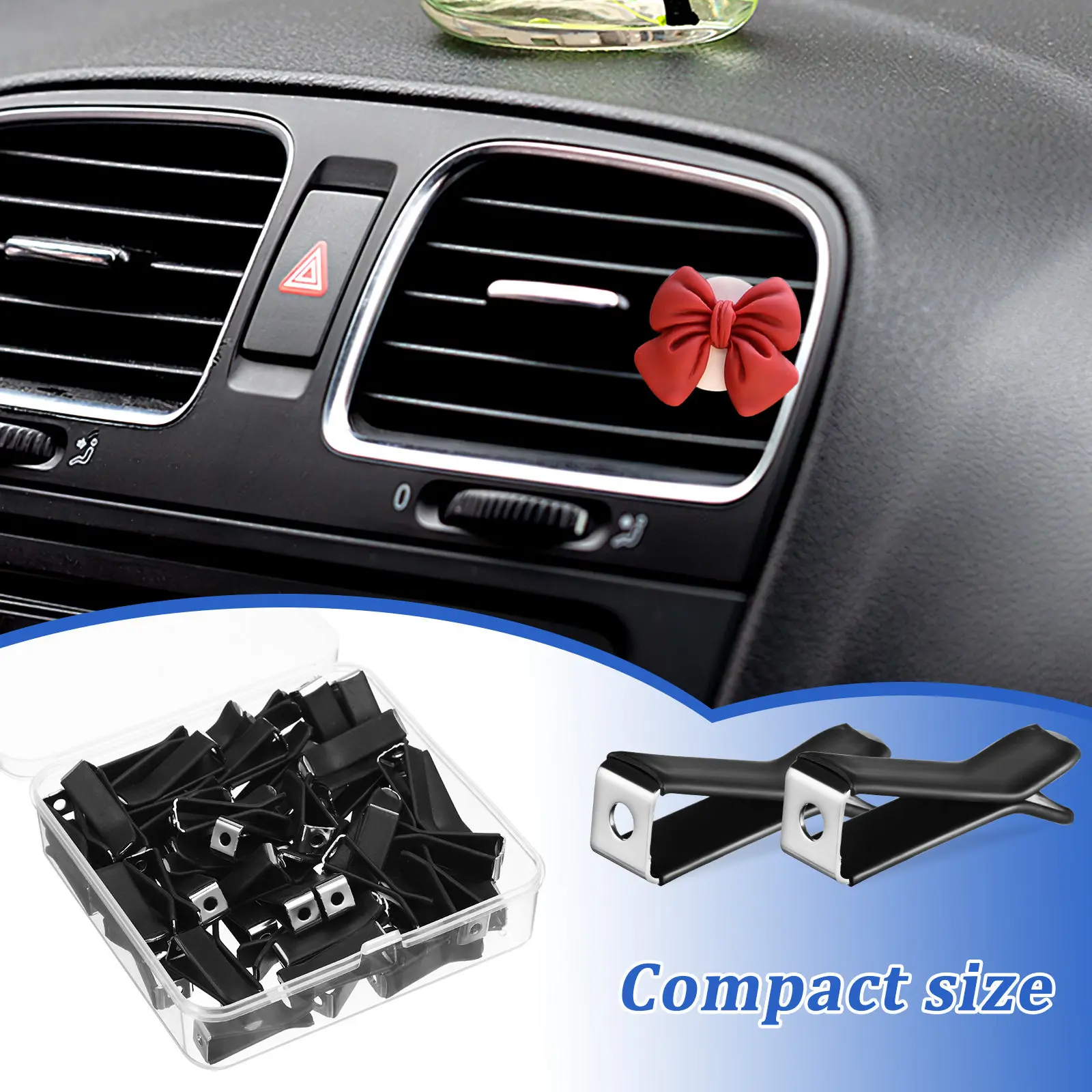 60Pcs Car Air Vent Clips Metal Clip Flat Design Air Freshener Holder Auto Vent Clip Car Accessory Perfume Decoration