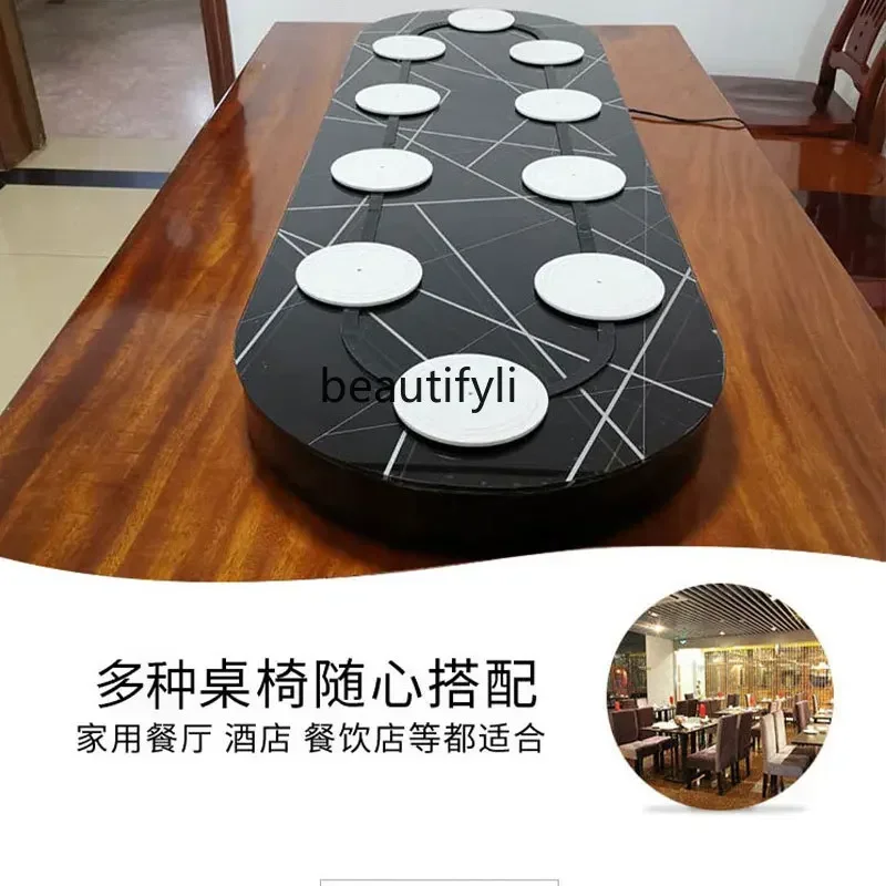 D176  NEW Rectangular table, electric turntable Household island dining table Oval turntable Automatic swirling sushi conveyor b