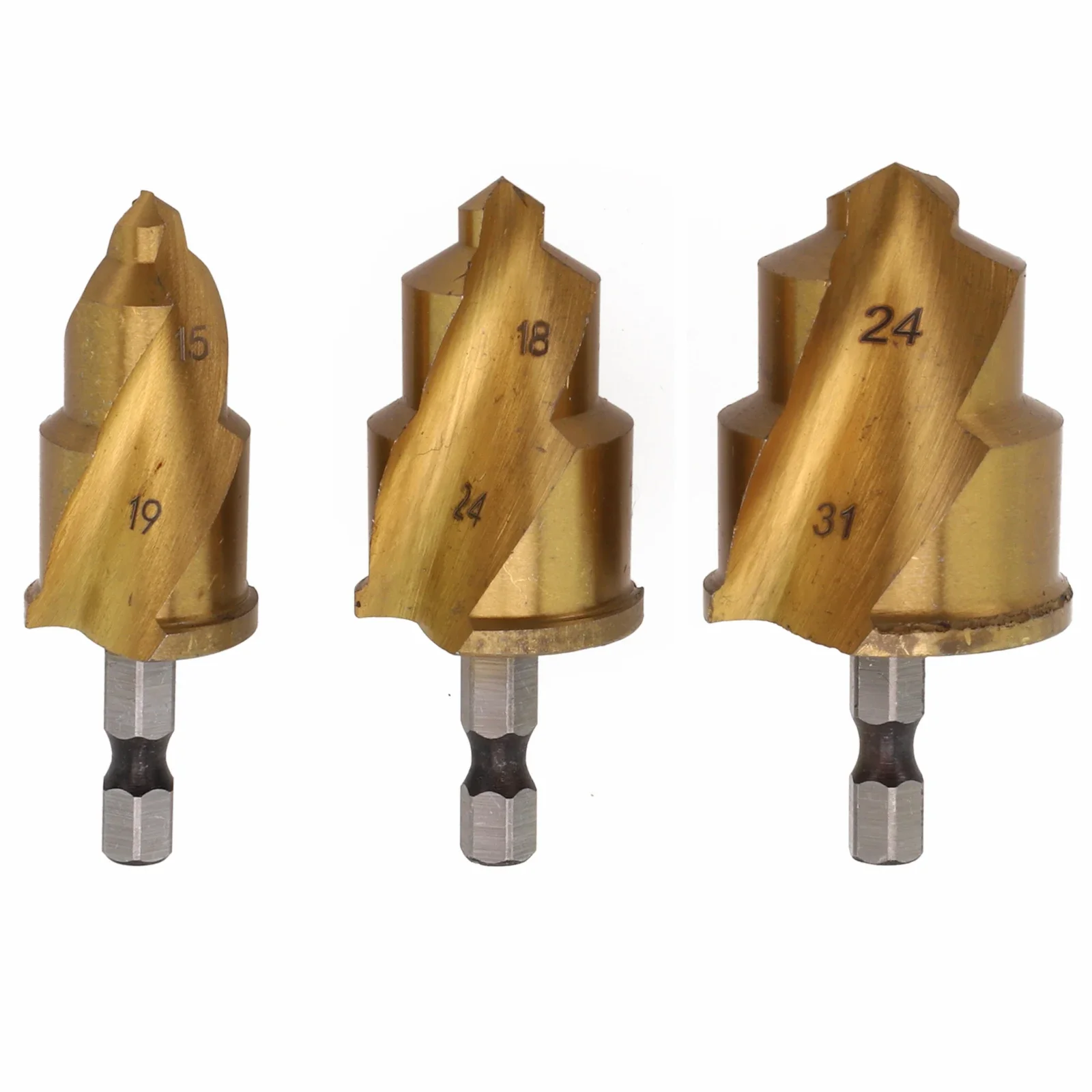 3pcs Hex Spiral Countersink Drill Bit Hexagon Shank Water Pipe Connection Tool Counter Sink Mill Cutter 15-31mm Power Tools