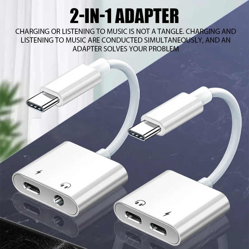 USB-C Headphones Adaptador For iPhone 15 Pro Max Xiaomi Samsung Aux Audio Splitter Type C To 3.5mm Adapter Earphones Jack Cable