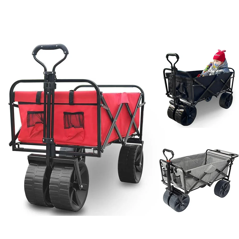 Collapsible Folding Utility Wagon  Garden Cart Beach Wagon With Logo