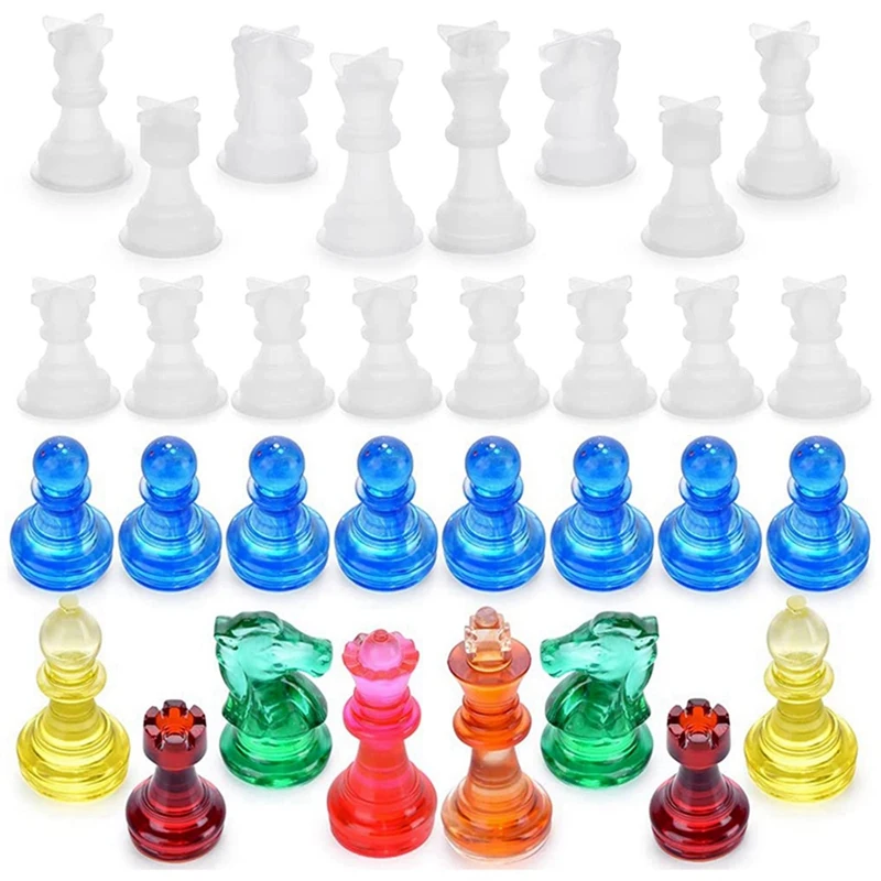 20X Chess Mold For Resin Silicone Chess Resin Mold Chess Crystal Epoxy Casting Molds For DIY Crafts Making Birthday Gift