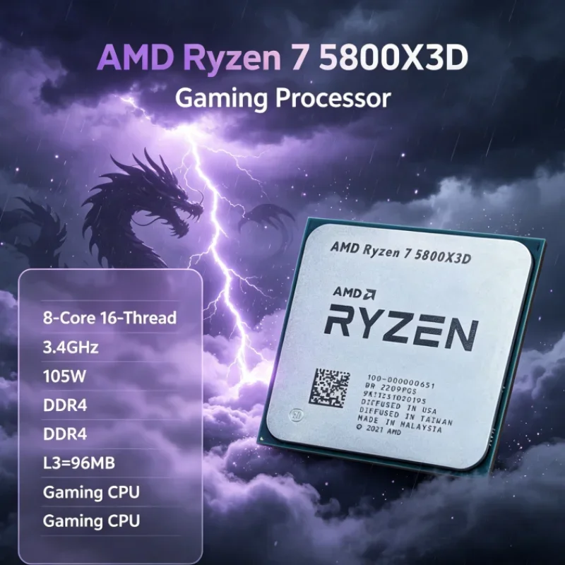 AMD R7 5800X3D 96 MB CPU Processor Ryzen 7 Gaming Processor 3.4 GHz 8-Core 16-Thread DDR4 105W 7nm