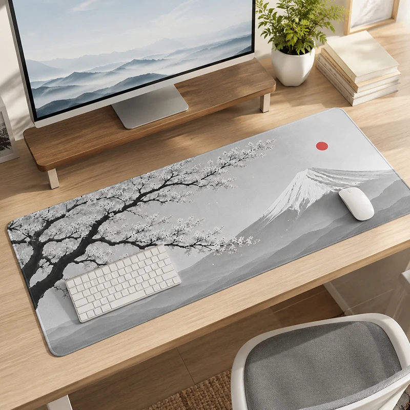 Mouse Pad Mount Fuji Sakura Red Sun Gaming XL Large Mousepad XXL Desk Mats Non-Slip Carpet Natural Rubber Mice Pad