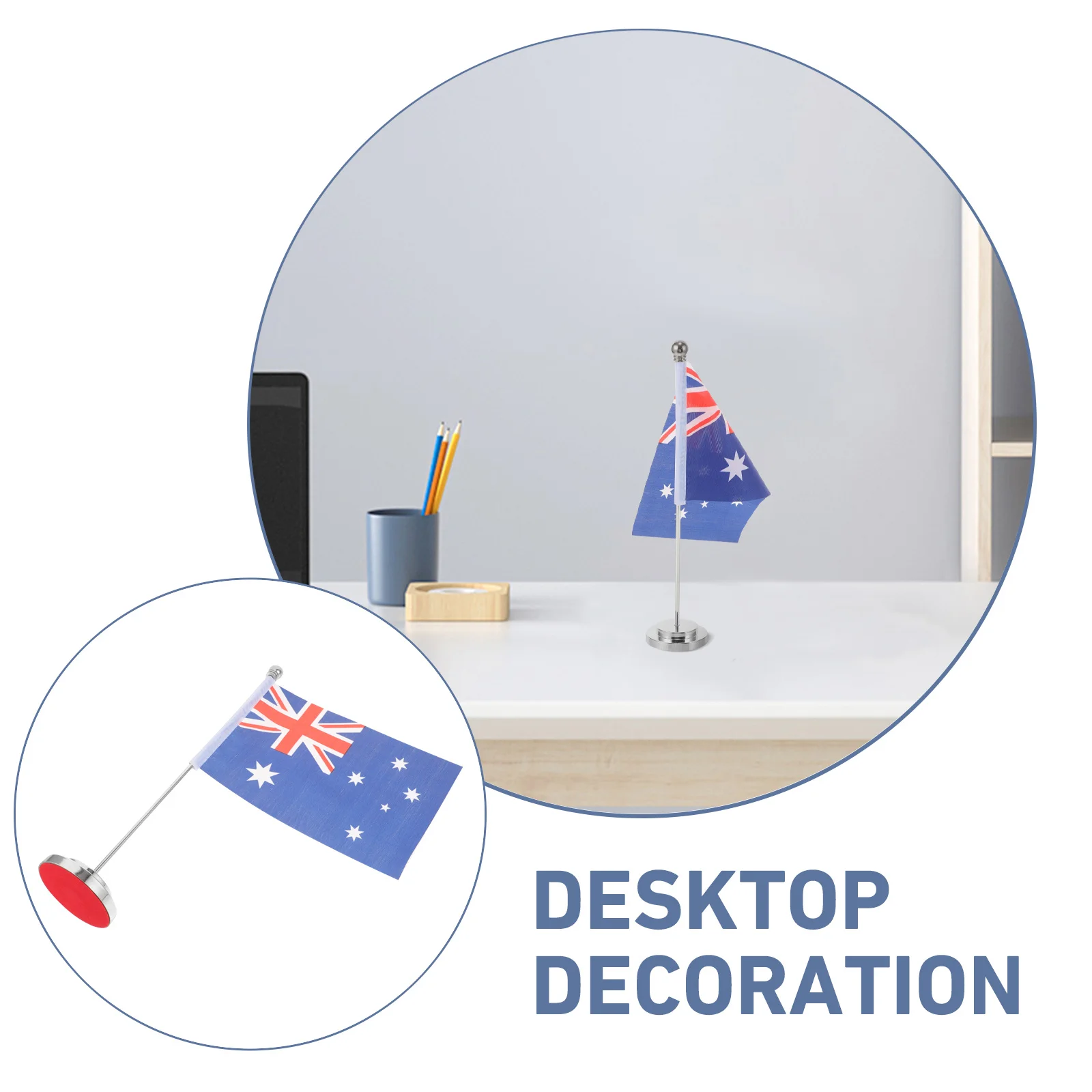 

1 set 1 Set Desktop Decor Australian Flag With Stand Tabletop Flag Ornament For Office Home Desk Display Patriotic Gift
