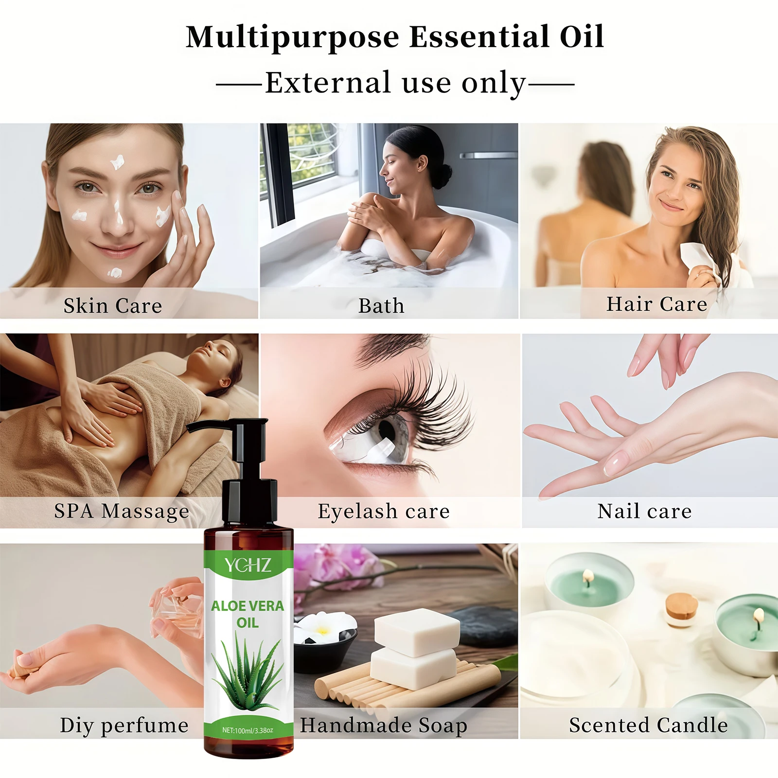 100% Natural Aloe Vera Oil - Fast-Absorbing and Non-Greasy Formula, Suitable for Face, Body, Nails, Hair, Eyelashes, Massage, Diffuser view 4