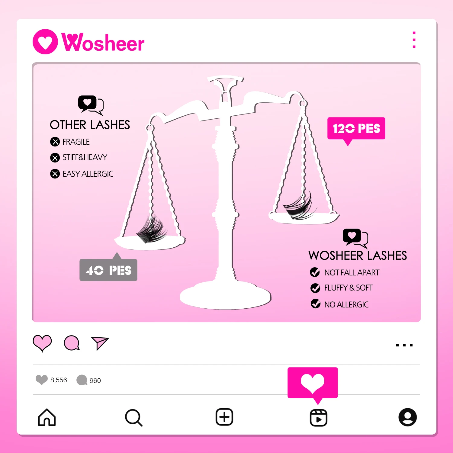 WOSHEER 클러스터 속눈썹 키트 만화 속눈썹 천연 속눈썹 연장 클러스터 천연 볼륨 개별 속눈썹 혼합 트레이 속눈썹