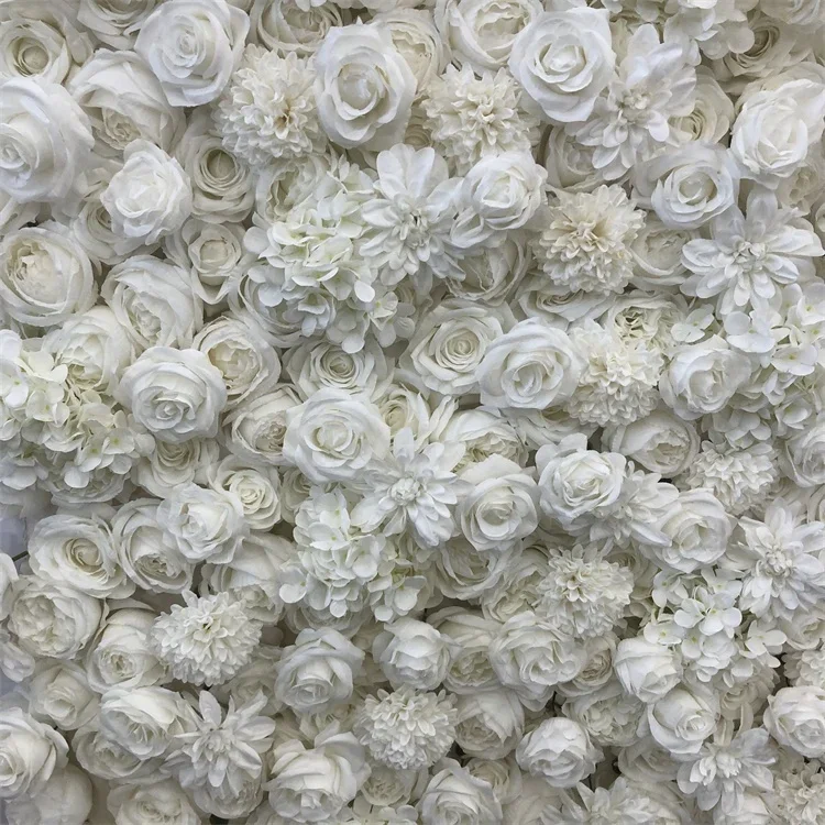 8*8 ft RG-472 Flowers Wall Wedding Decor Backdrop White Roll Up Curtain for Event Decoration