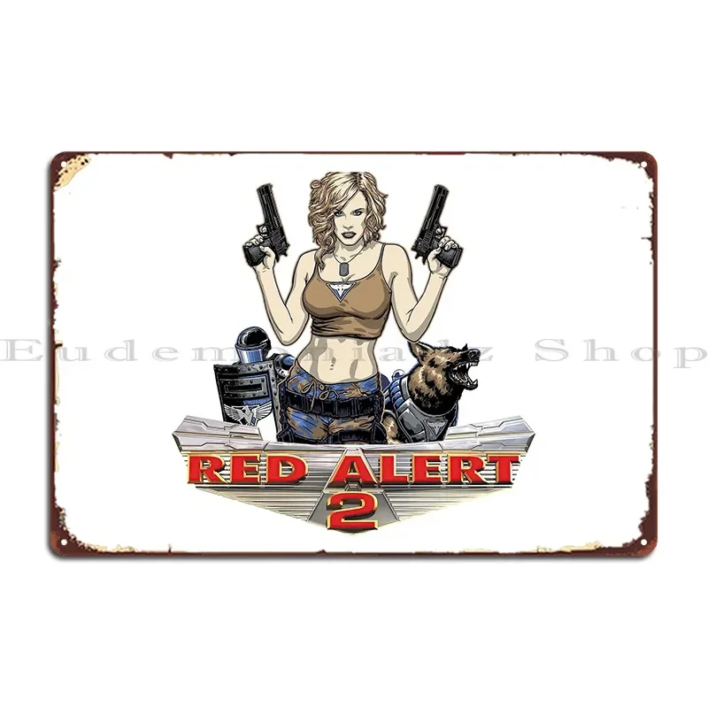 Red Alert 2 Command And Conquer – panneau métallique avec femme russe, décoration murale, affiche en étain pour décoration murale