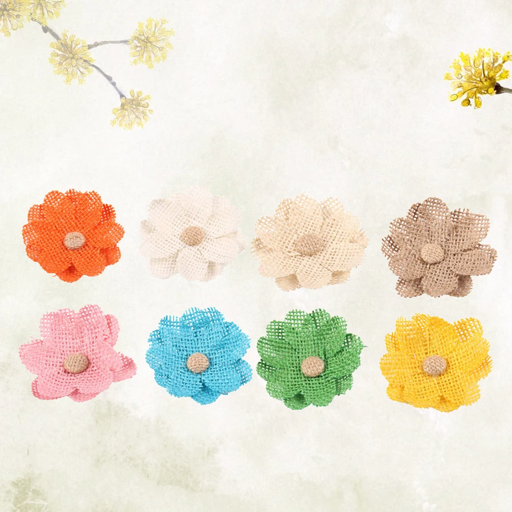 

8Pcs H Wedding Decor Rustic For Wedding DIY Diy Burlap Artificial Flowers Party H made Burlap Flowers Home Decor