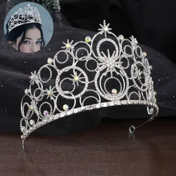 Shiny Rhinestones Delicate Metal Princess Crown Headband for Women Cosplay Accessories Stage Queen Headgear for Party Christmas