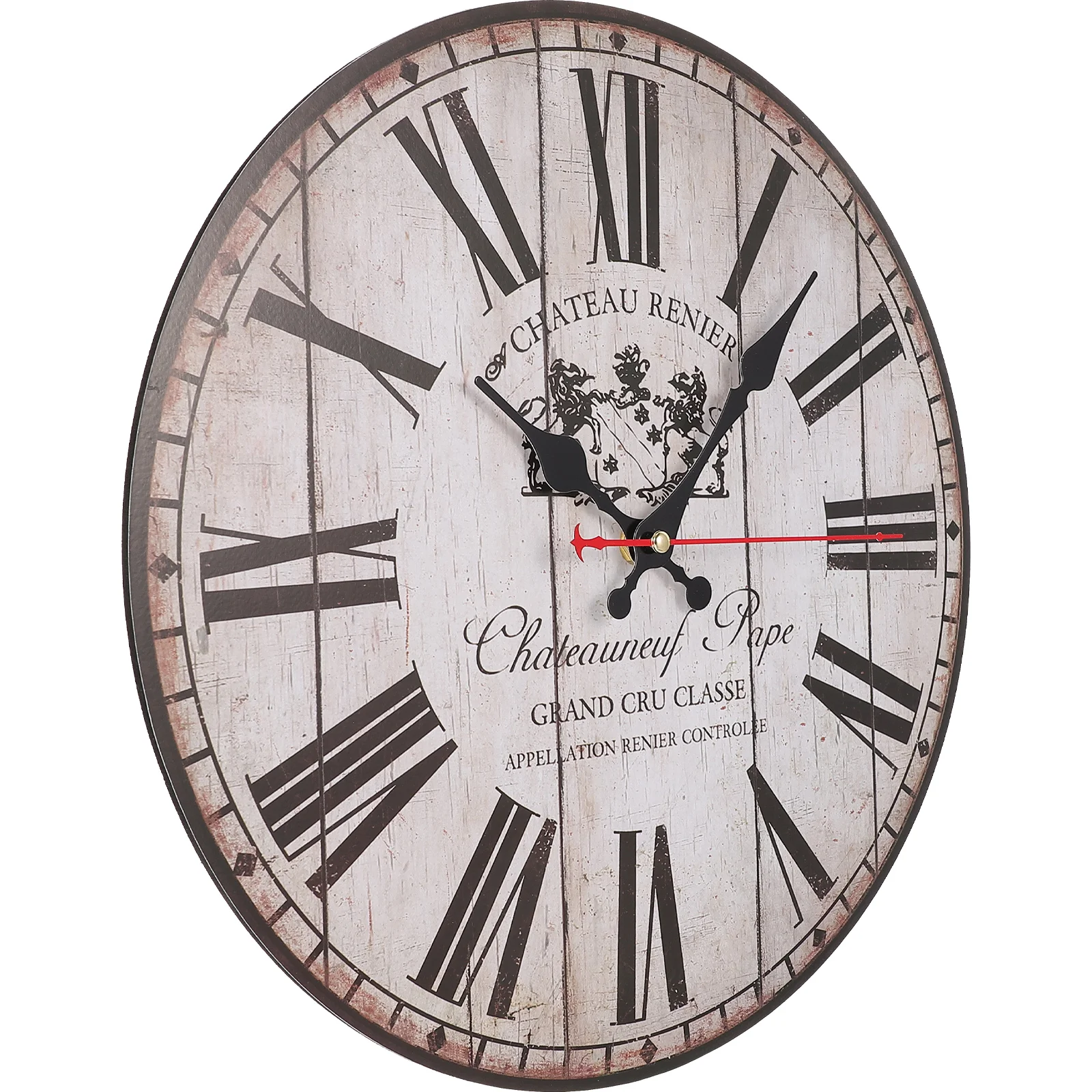 

Retro Decor Operated Wall Clock Room Rural Mute Powered Wood Hanging Home