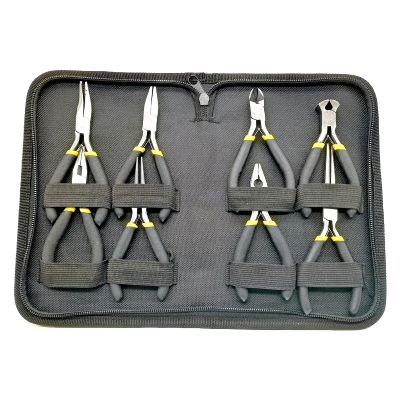 8PCS Mini Pliers Set Long Nose with Teeth Flat Jaw Round Curved Needle Diagonal Nose Wire End Cutting Cutter Tools