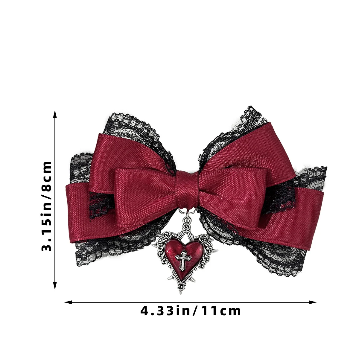 Gothic Lolita Style Hair Clip Black Ribbon Bow Fashionable Hair Clips for girls High-grade headdress image 5