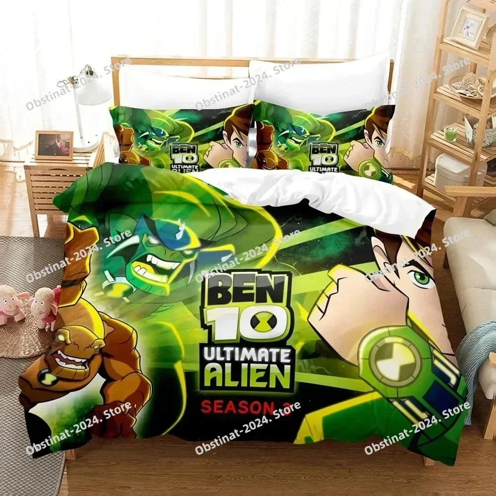 Cartoon Teenage Hacker Ben Bedding Set Printed single Comforter Quilt Bed Cover Duvet Cover Pillow Case 3 Pieces Kids Adult Size