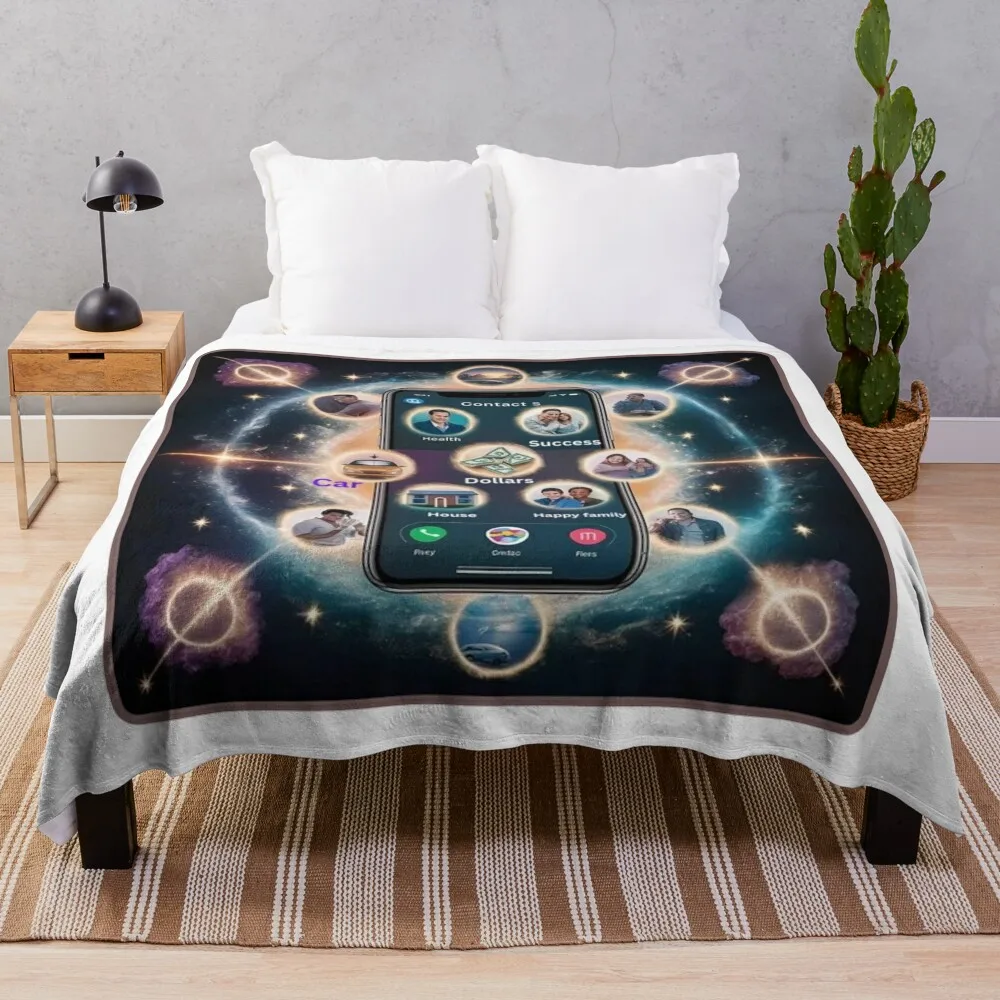 

Mobile phone magic manifestation, power of visualization, positivity, and the law of attraction Throw Blanket halloween Blankets