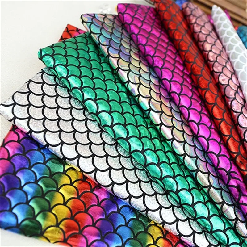 95cm Fish Scale Glitter Fabric Elasticity DIY Stage Performance Costumes Wedding Party Decoration Sewing Mermaid Swimsuit Fabric