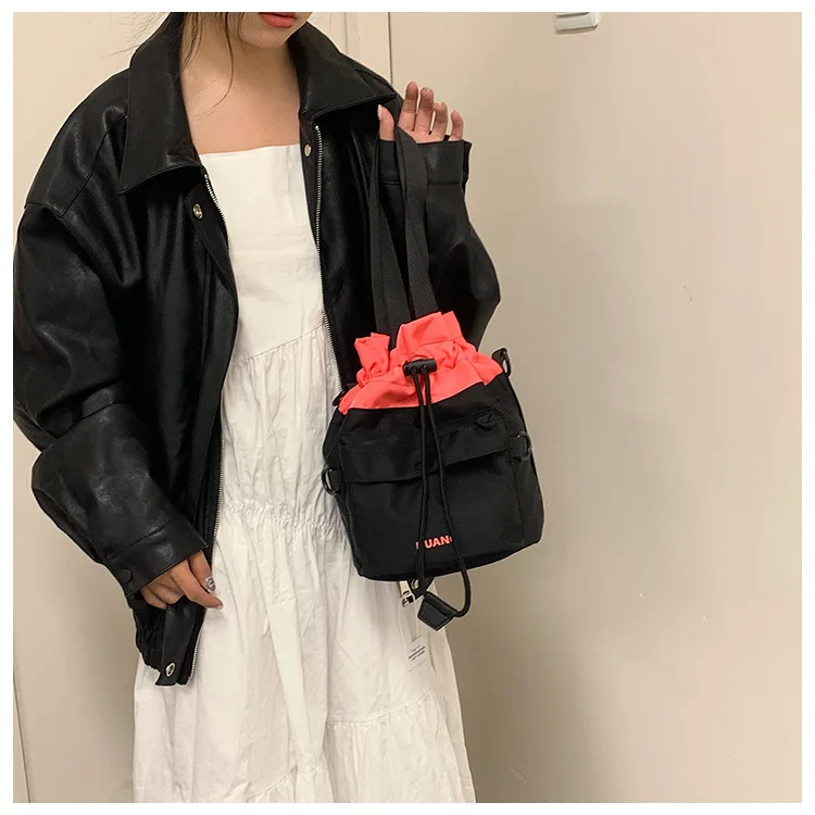 Miyagawa Korean Casual Shoulder Bag 2023 New Contrasting Color Patchwork Bucket Bag Versatile Crossbody Handbag Wholesale