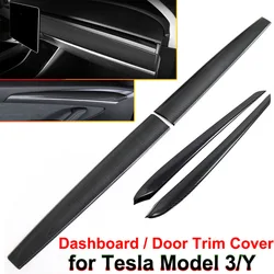 For Tesla Model Y HW4.0 2024 Decor interior Accessories Door Trim Dashboard Panel Protector Cover Model3 2023 Dash Board Sticker