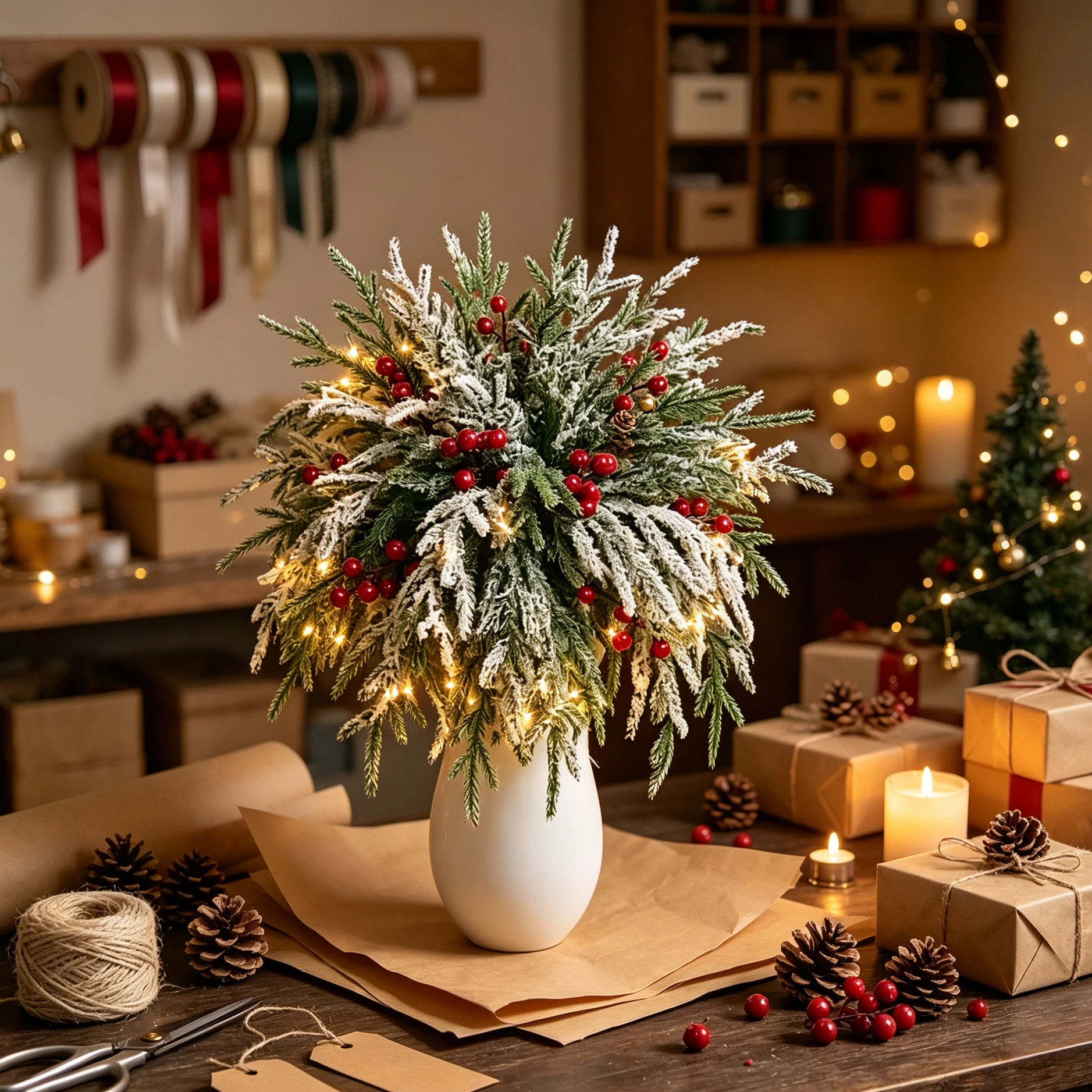 10/20pcArtificial Plants Pine Needle Christmas Tree Party Home Table Decorations Outdoor Yard Garden Wedding Bridal DIY Gift Box