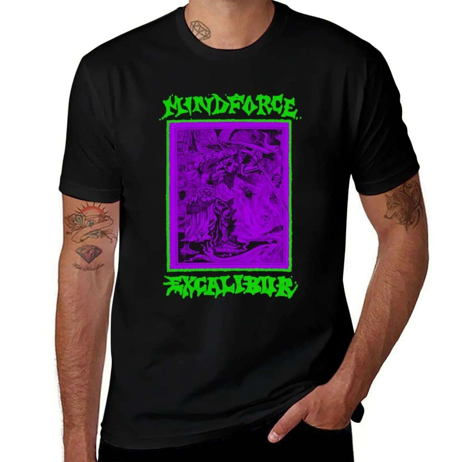 

Purple Green Mindforce Excalibur T-Shirt oversized summer shirt oversized graphic tee men workout shirt