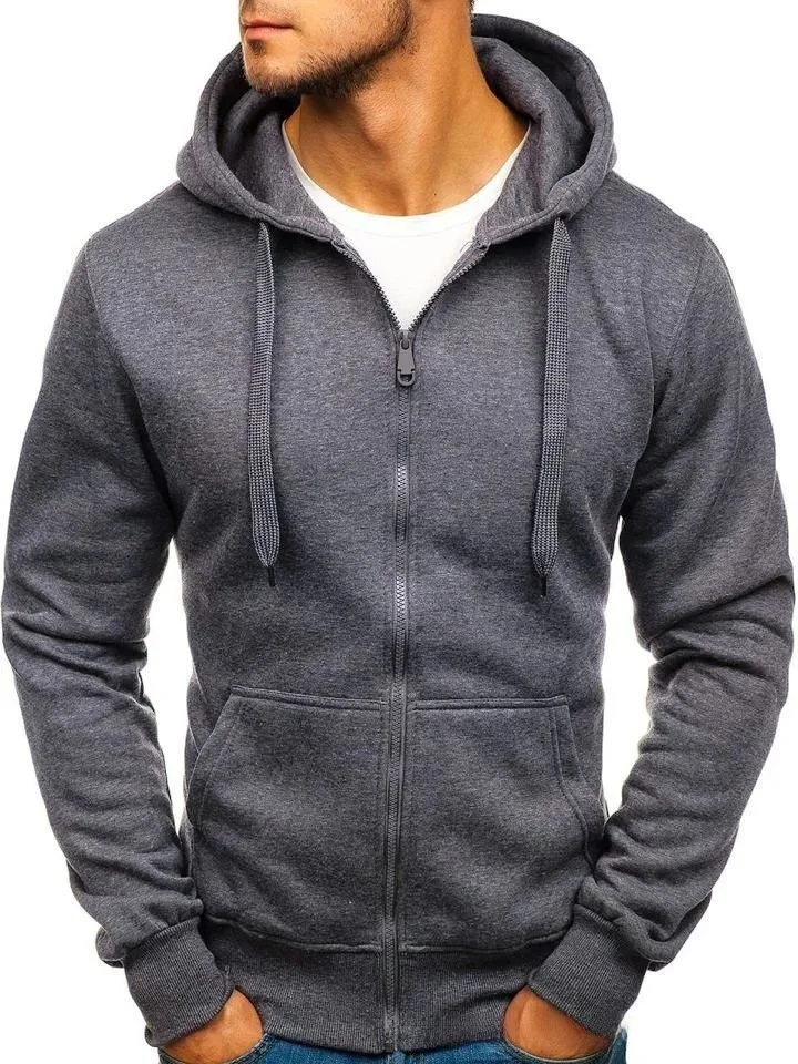 

New Faion Men's Casual Slim Fit Autumn European Size Cardigan Polyester ort Sve Hooded Jaet Youth Simple Sle